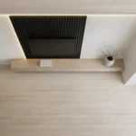 Modern Floating TV Unit with Wood Slat Wall Panel - Image 4