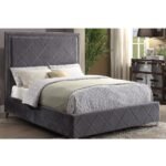 Peaceful Pulse Velvet Upholstered Platform Bed - Image 3