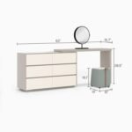 Modern Wooden Dressing Table with Storage & Mirror - Image 3