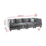 Simona Grey Velvet 8-Seater Modular Sectional Sofa Set - Image 6