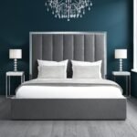 Snooze Serenade Grey Velvet Double Ottoman Bed With Tall Headboard