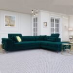 Palm Velvet Corner Sofa With Cushions