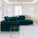 Palm Velvet Corner Sofa With Cushions - Image 4