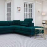 Palm Velvet Corner Sofa With Cushions - Image 3