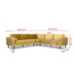 Symmetrical Corner Velvet Sectional Sofa - Image 9