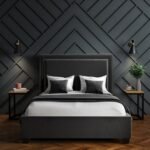 Tranquil Tide Dark Grey Velvet King Size Ottoman Bed With Studded Headboard