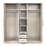 5-Door Wardrobe, Grey - Image 4