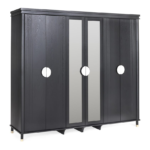 6-Door Wardrobe, Black - Image 2