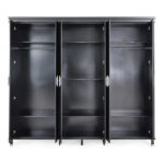 6-Door Wardrobe, Black - Image 3