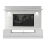 White Gloss Tv Unit With Wall TV Panel And LED light - Image 3