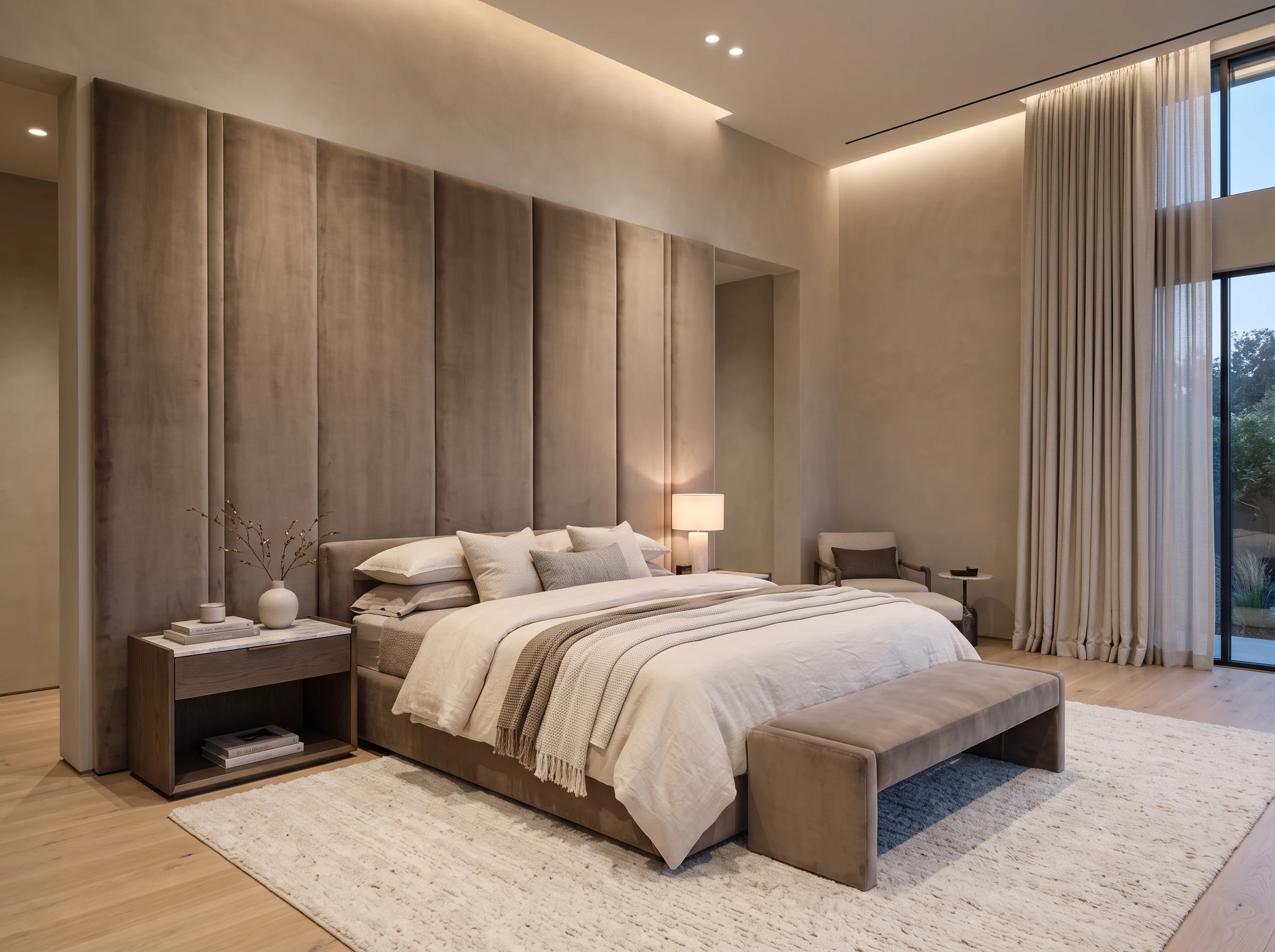 made to order furniture Dubai wall panel headboard bed in taupe